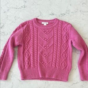 J. Crew Pink Cable Knit Sweater with Classic Crew Neck